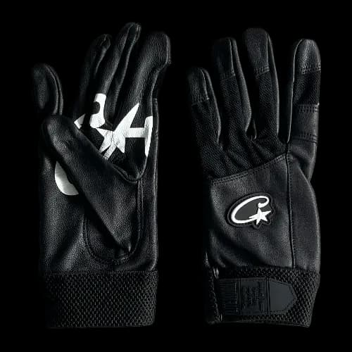 corteiz golves black leather