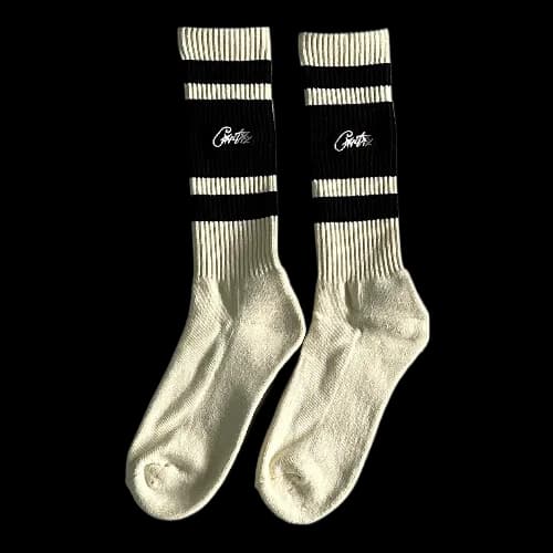 corteiz socks black and beige