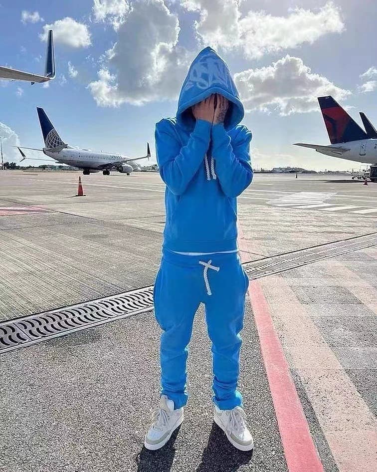 Drill Syna World Tracksuit American hip-hop hooded plus velvet sweatshirt men's trendy sports suit