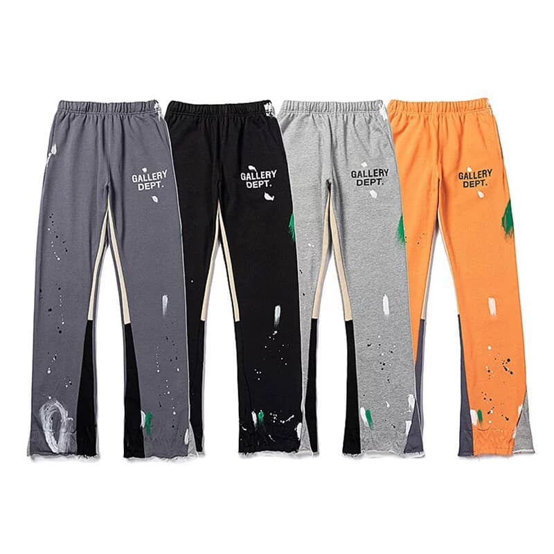 Fashion brand gallery dept hand-painted ink-splashed drawstring retro high street casual sweatpants flared trousers men