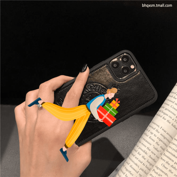 Simple black iphone13promax apple 14 mobile phone case men's temperament leather xs tide brand 7/8p applicable