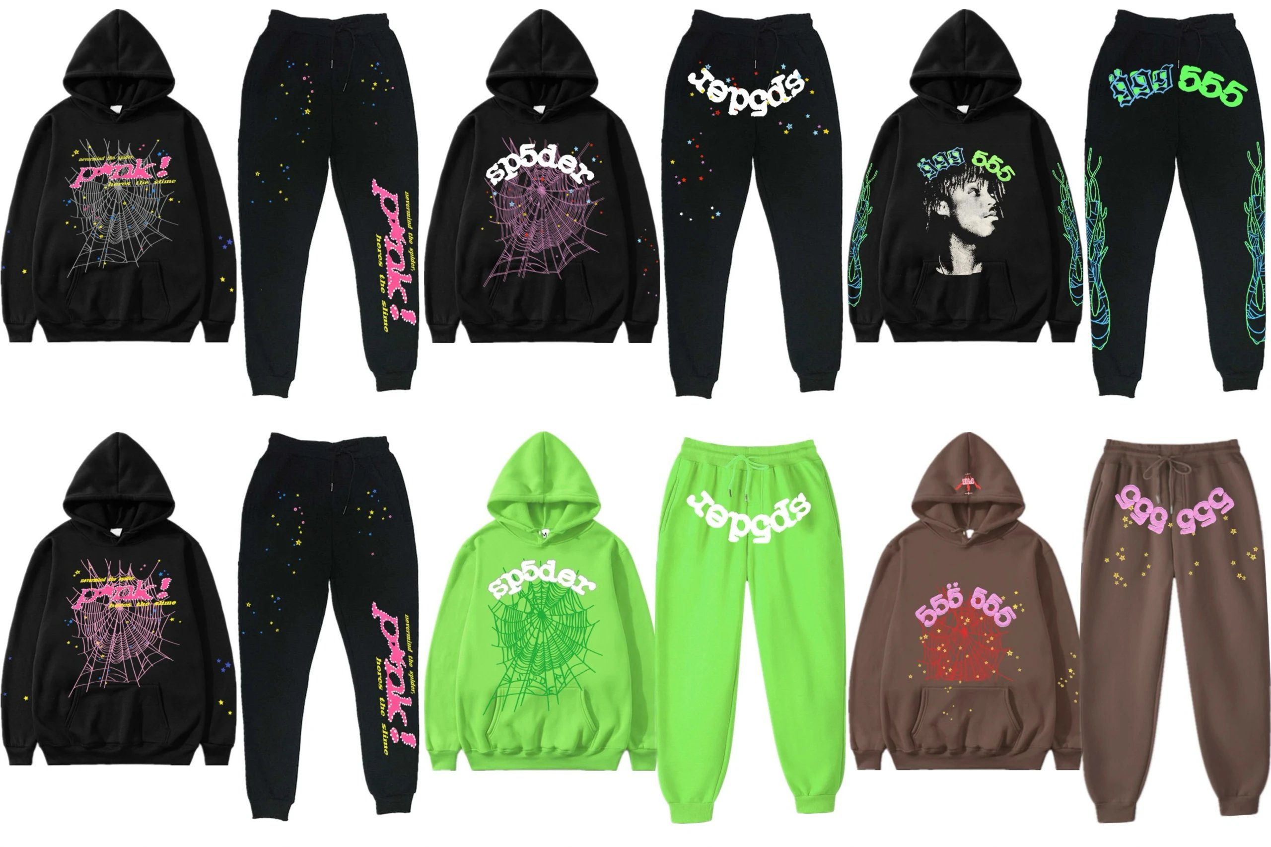 Trendy hip hop singer sp5der printed couple hoodie men s and women s hoodie sports suit 97