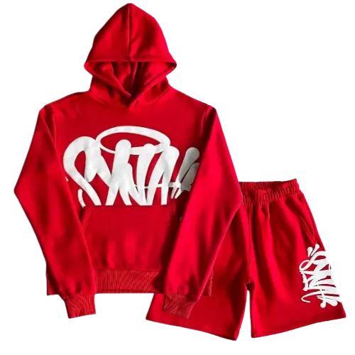 Syna World Red Hoodie And Shorts Set thumbnail 2